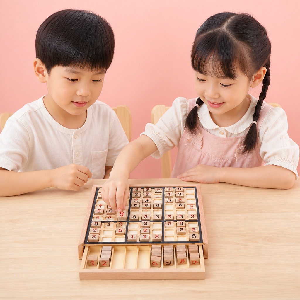 木製数独パズルボード – 知育ロジック＆算数ゲーム