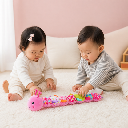 感覚を刺激するぬいぐるみラトル＆音楽付きキャタピラー