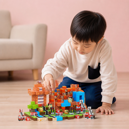 100ピース マグネット式ブロックセット – 子ども向けモンテッソーリSTEM知育組み立ておもちゃ