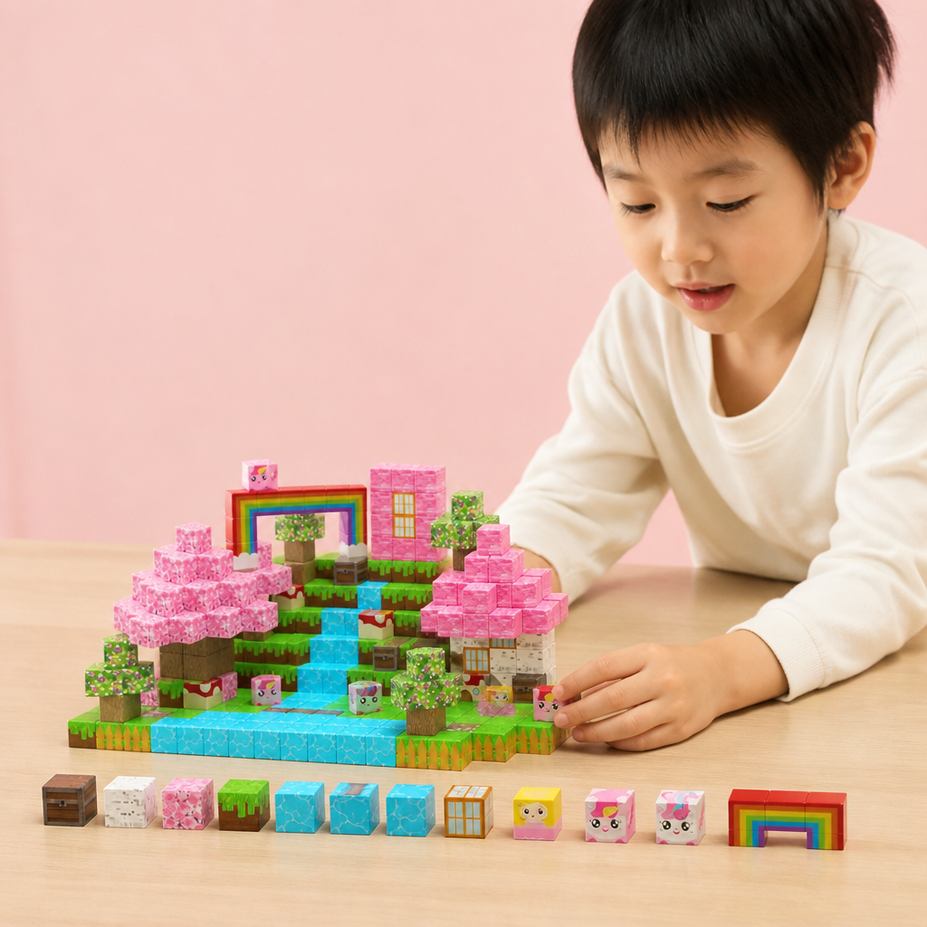 100ピース マグネット式ブロックセット – 子ども向けモンテッソーリSTEM知育組み立ておもちゃ