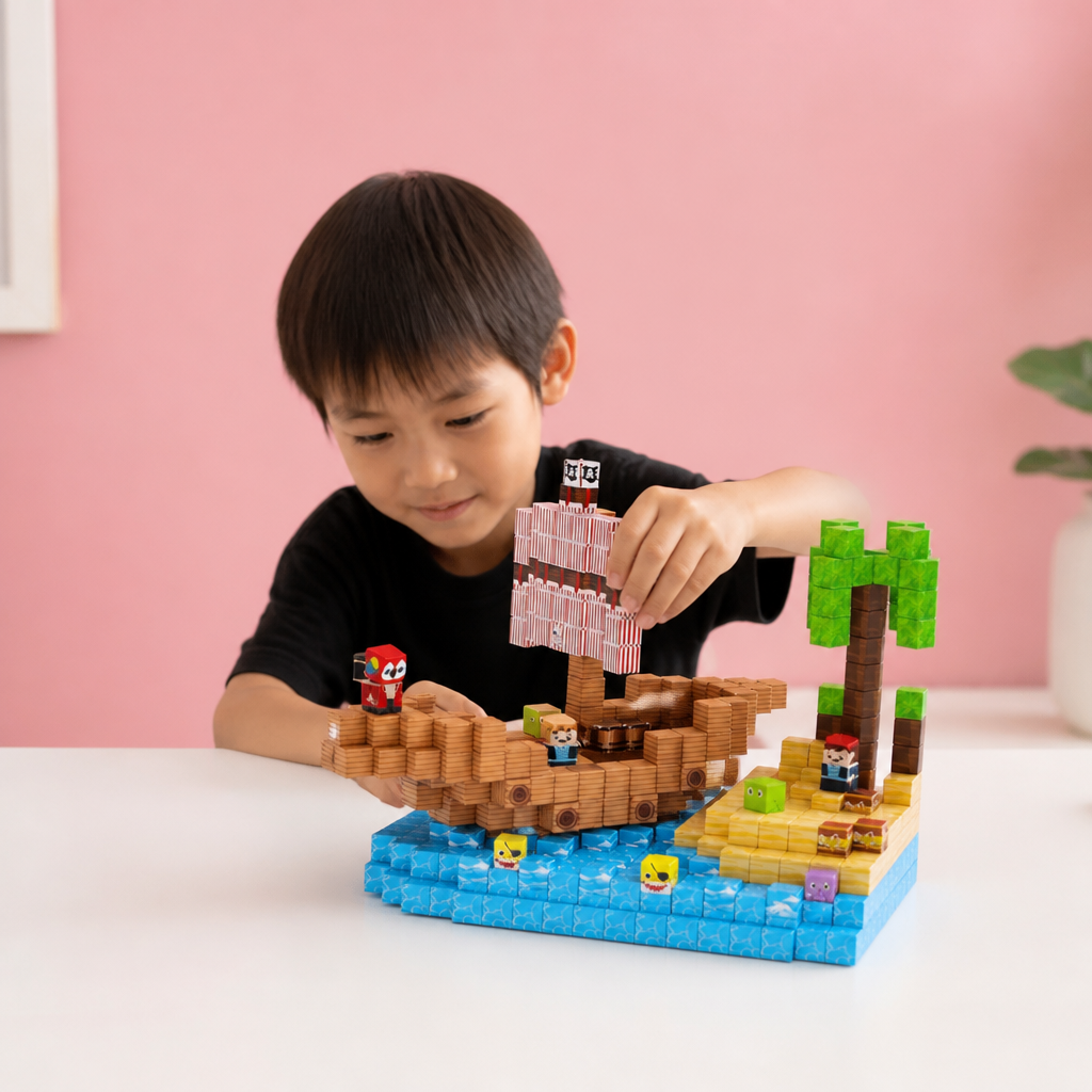 100ピース マグネット式ブロックセット – 子ども向けモンテッソーリSTEM知育組み立ておもちゃ