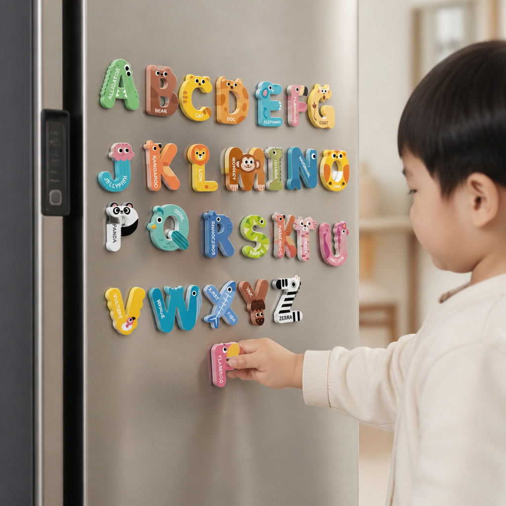 動物デザインのアルファベット＆数字マグネット – 子ども向け文字学習・単語づくりセット