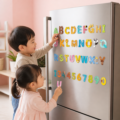 動物デザインのアルファベット＆数字マグネット – 子ども向け文字学習・単語づくりセット