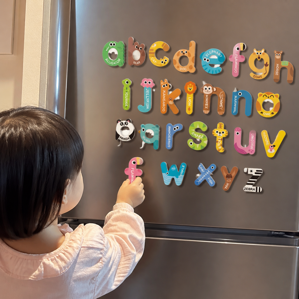 動物デザインのアルファベット＆数字マグネット – 子ども向け文字学習・単語づくりセット