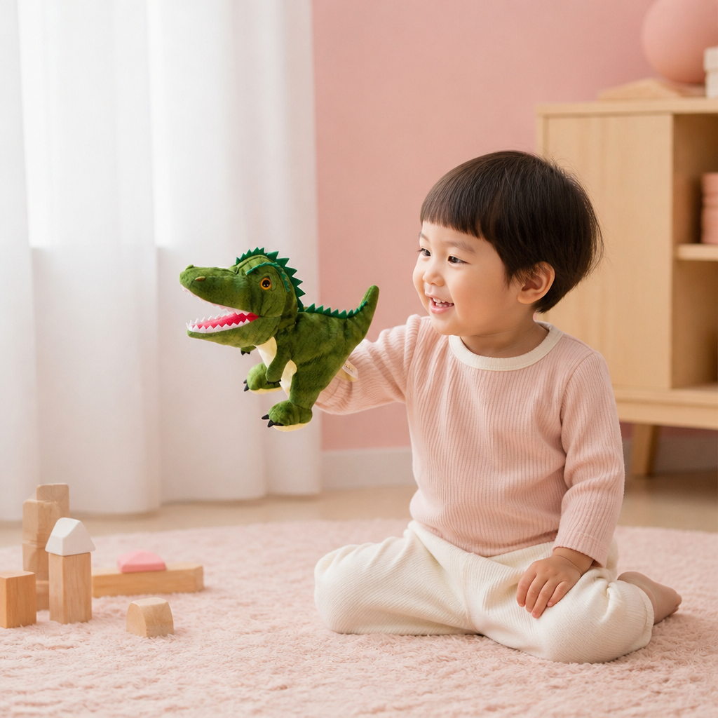 楽しい恐竜のぬいぐるみハンドパペット