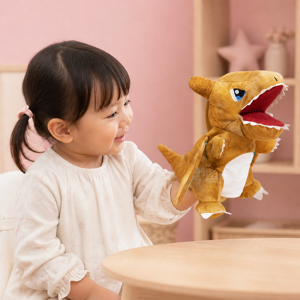 楽しい恐竜のぬいぐるみハンドパペット