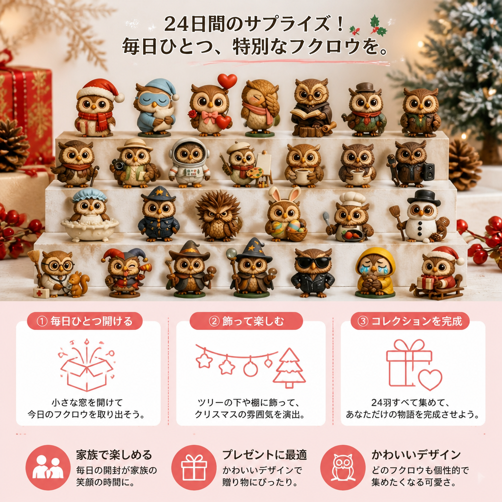 24日間のフクロウのアドベントカレンダー