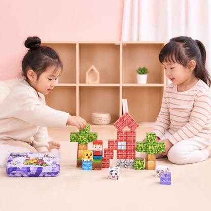 子ども向け磁石でくっつく積み木 40ピースセット – お出かけ先でも楽しめる！