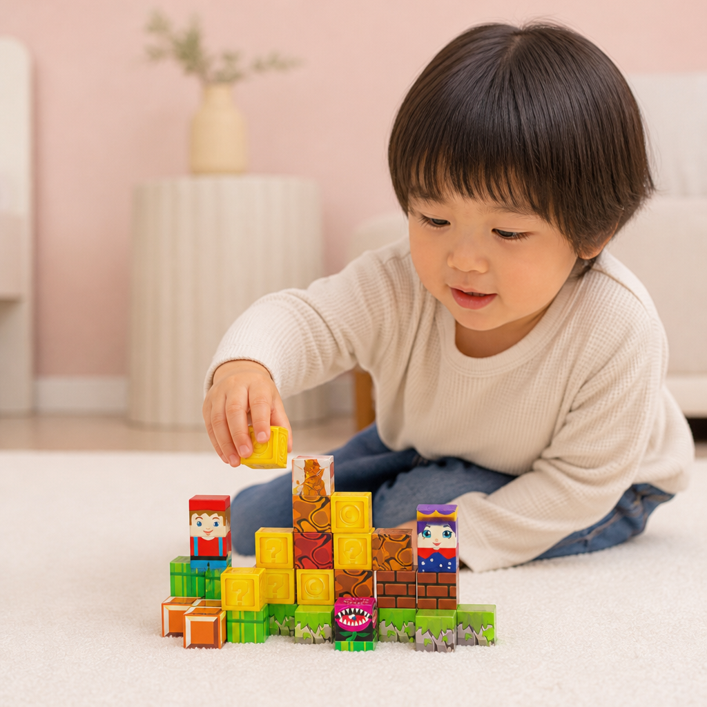 子ども向け磁石でくっつく積み木 40ピースセット – お出かけ先でも楽しめる！