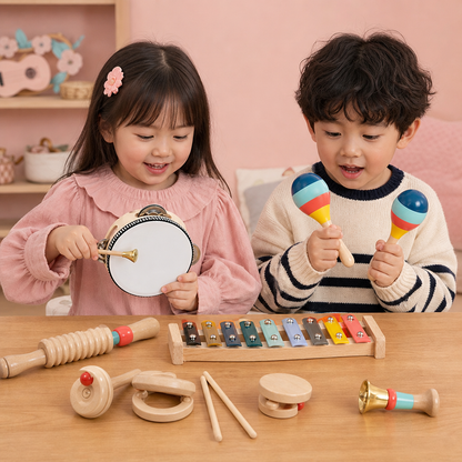 木製楽器セット – 子ども向けモンテッソーリ打楽器＆リズム学習おもちゃ