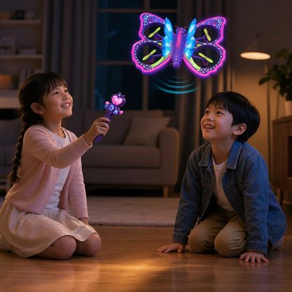 魔法の杖で操る 光る蝶型クアッドコプターおもちゃ