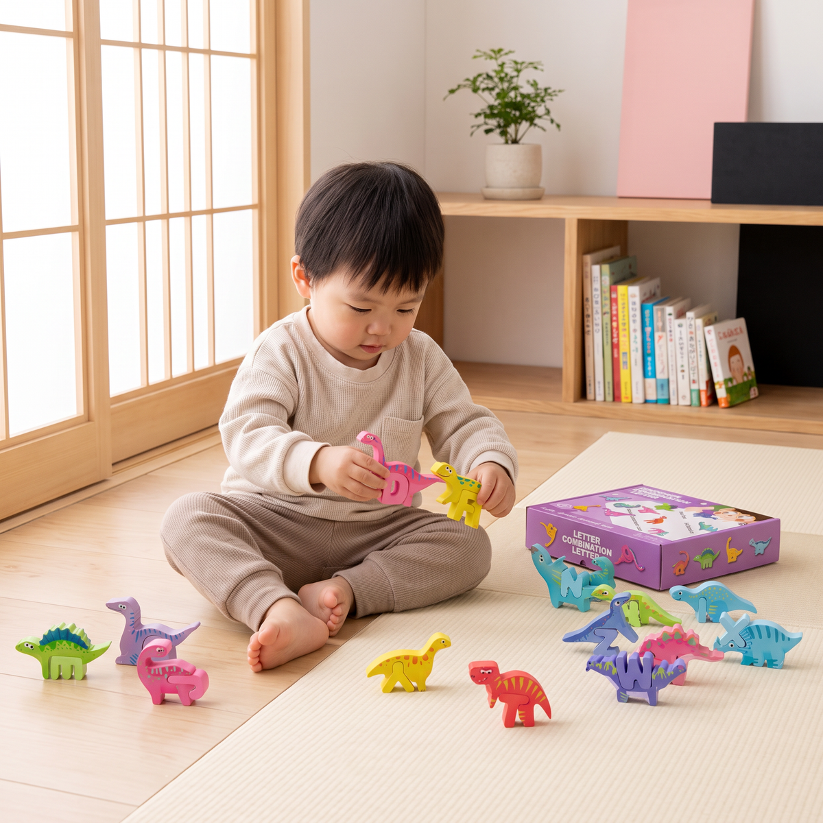 モンテッソーリ式3Dアルファベットブロックセット（52ピース）