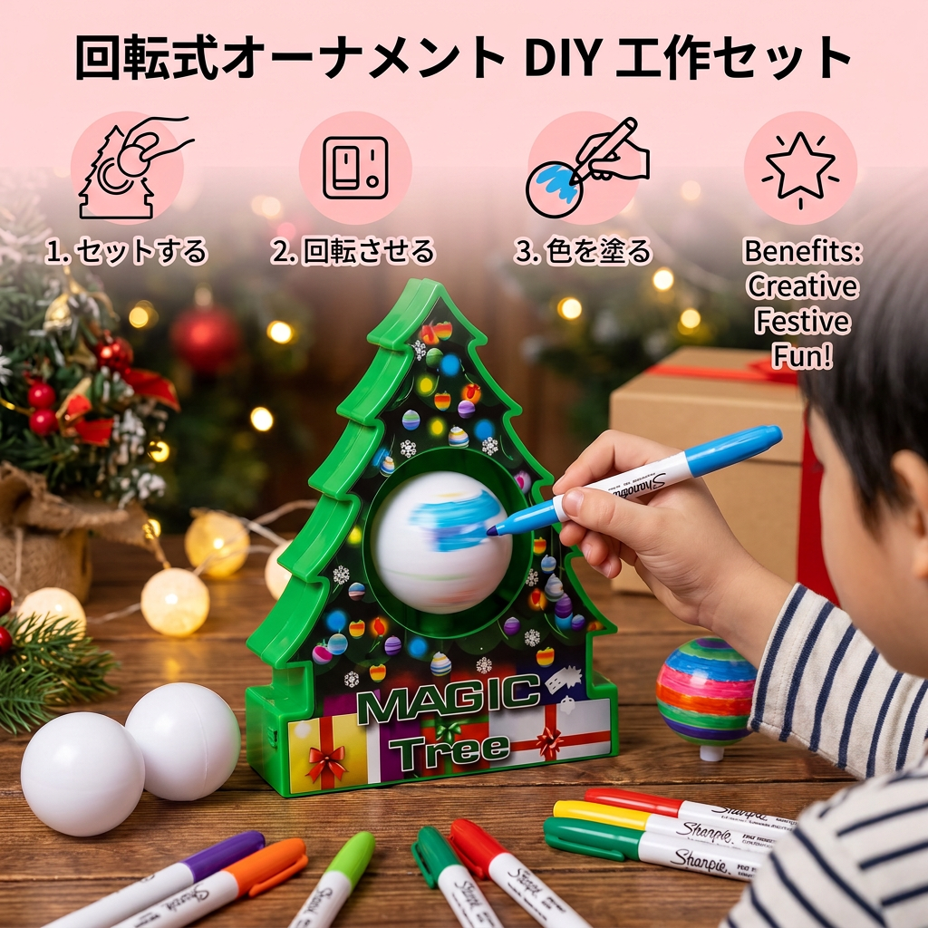回転式オーナメントに色を塗るクリスマスDIY工作セット