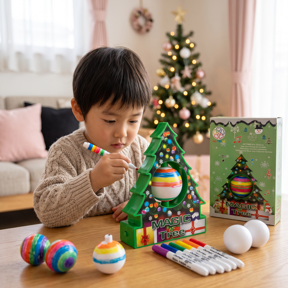 回転式オーナメントに色を塗るクリスマスDIY工作セット