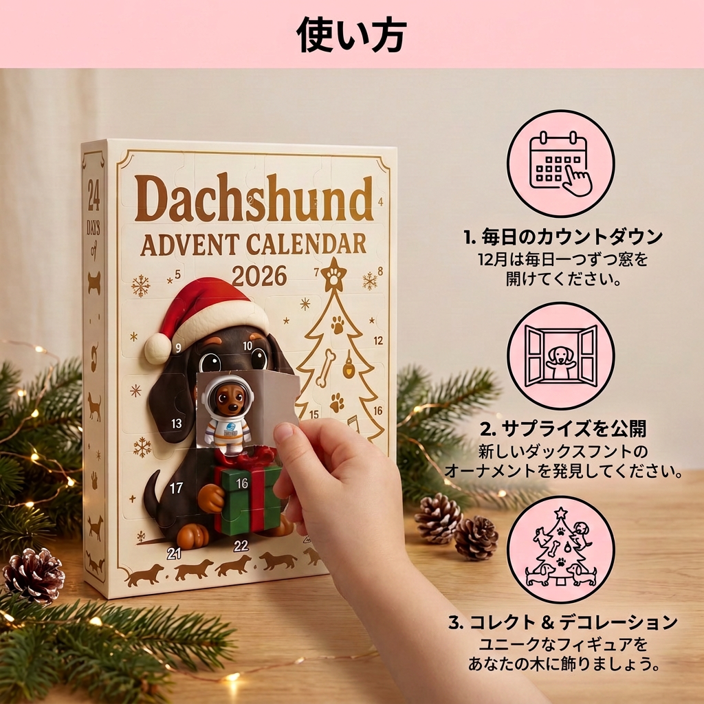 サプライズフィギュア付き 24日間ダックスフンド アドベントカレンダー