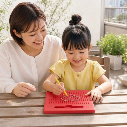 子ども用 2-in-1 マグネット式お絵かき・文字練習ボード（はめ込み式型パーツ付き）