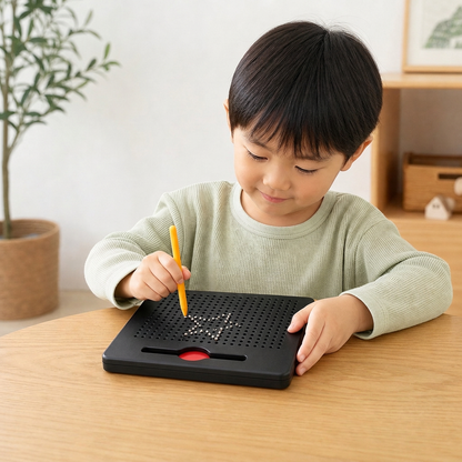 子ども用 2-in-1 マグネット式お絵かき・文字練習ボード（はめ込み式型パーツ付き）