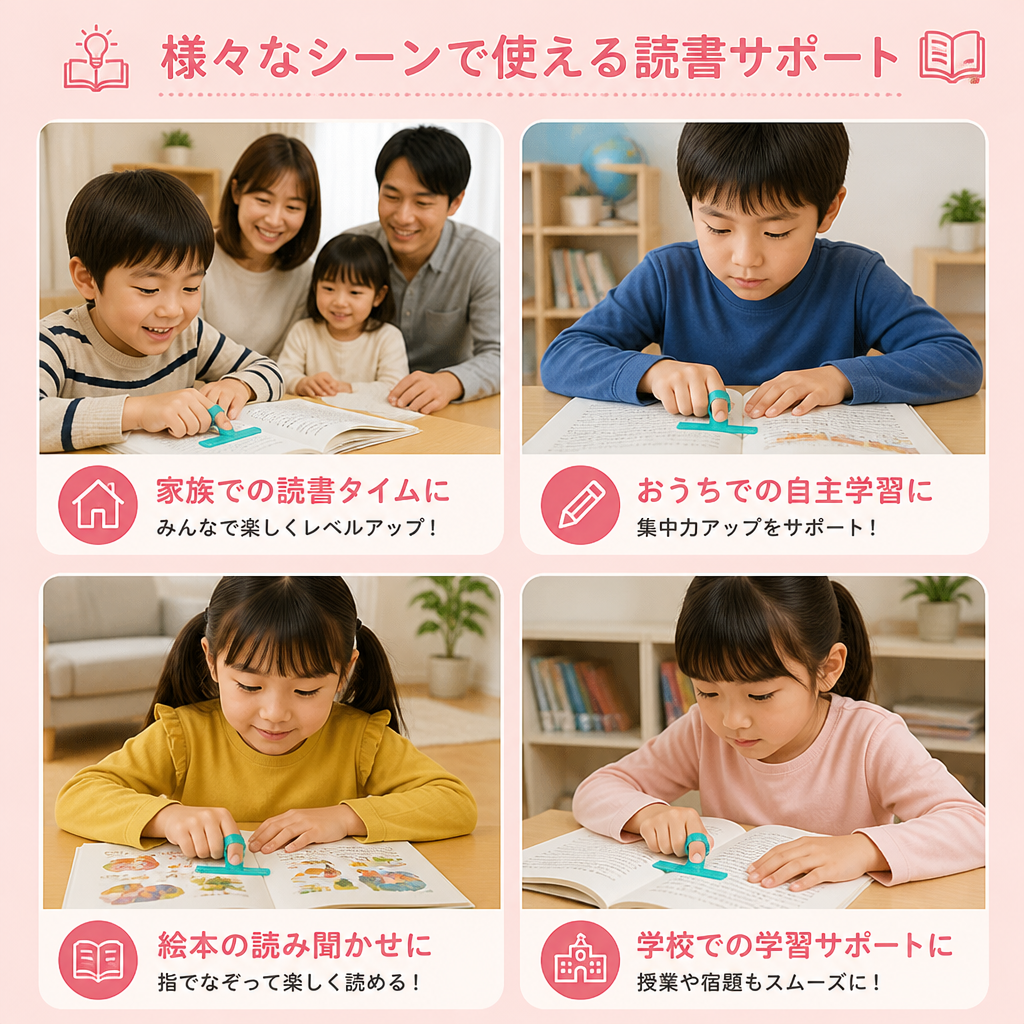 子ども用フィンガー読書ガイド – 透明な行読みガイド