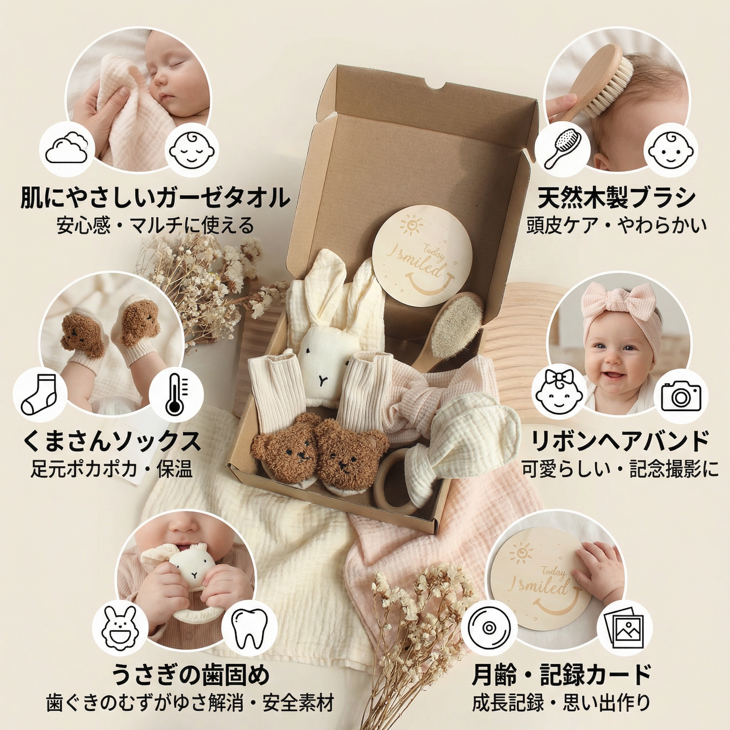 新生児用6点ギフトボックスセット – ベビー出産準備セット