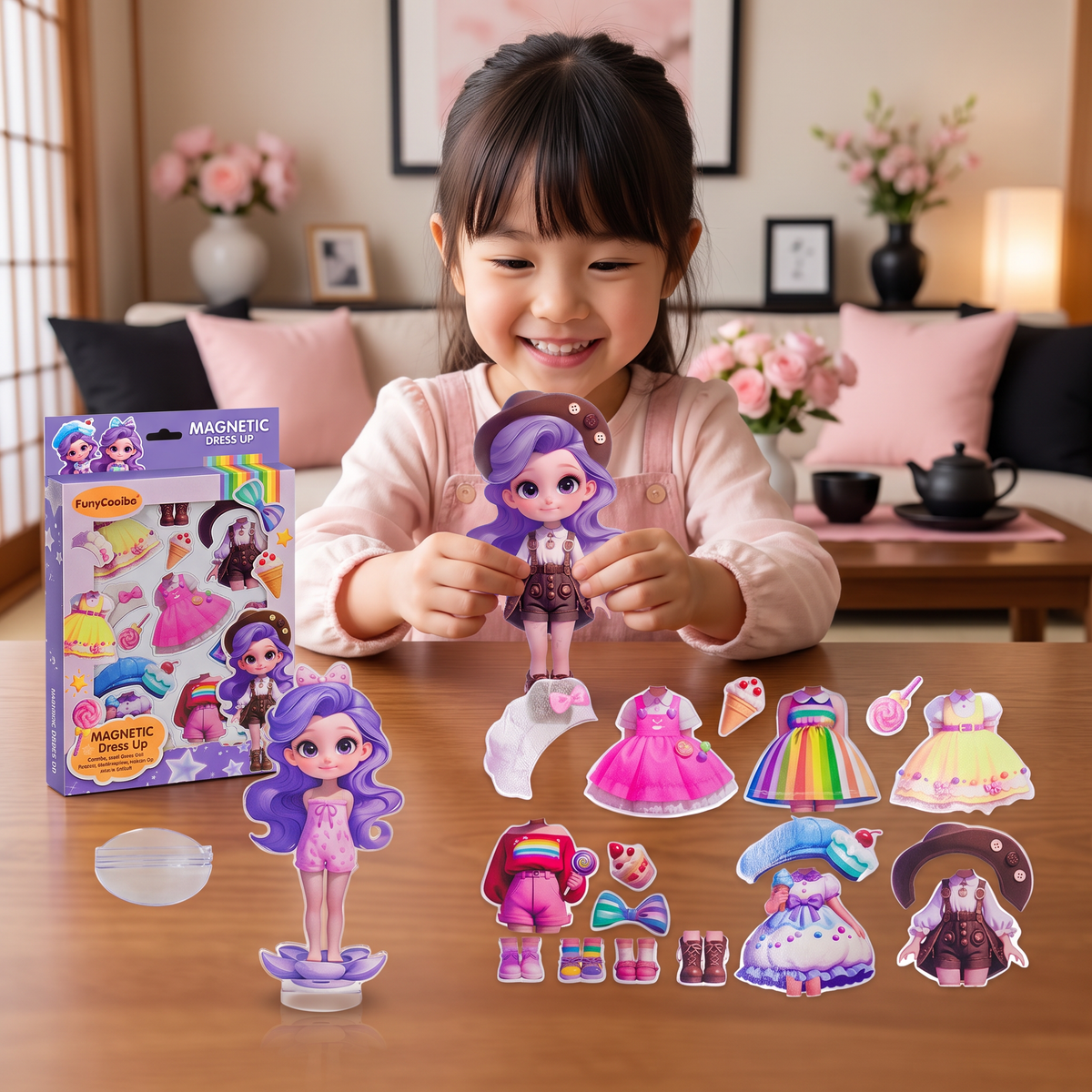 着せ替えマグネットドールセット（交換できる衣装付き）