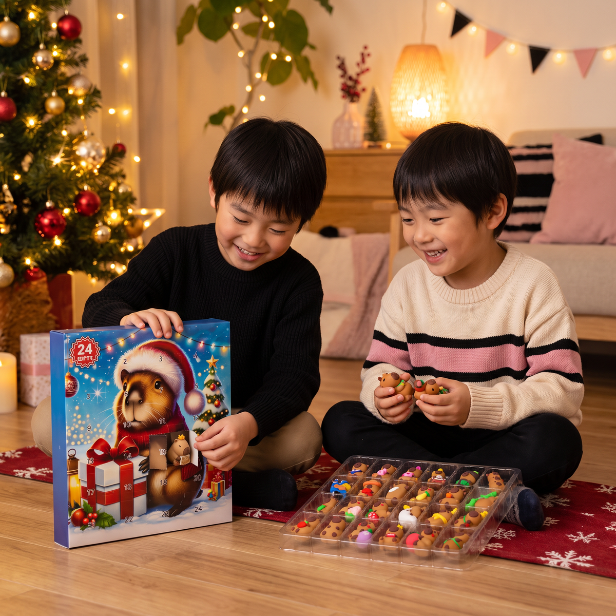 24日間のクリスマス・カピバラアドベントカレンダー – かわいいミニフィギュア24個