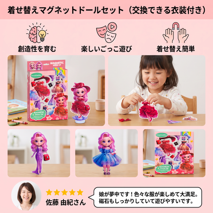 着せ替えマグネットドールセット（交換できる衣装付き）