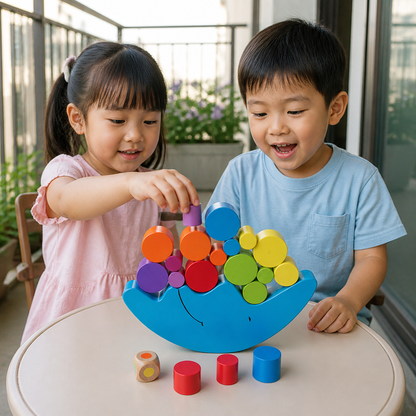 カラフルな積み重ねおもちゃ – 色と形を学べる子ども向け知育玩具