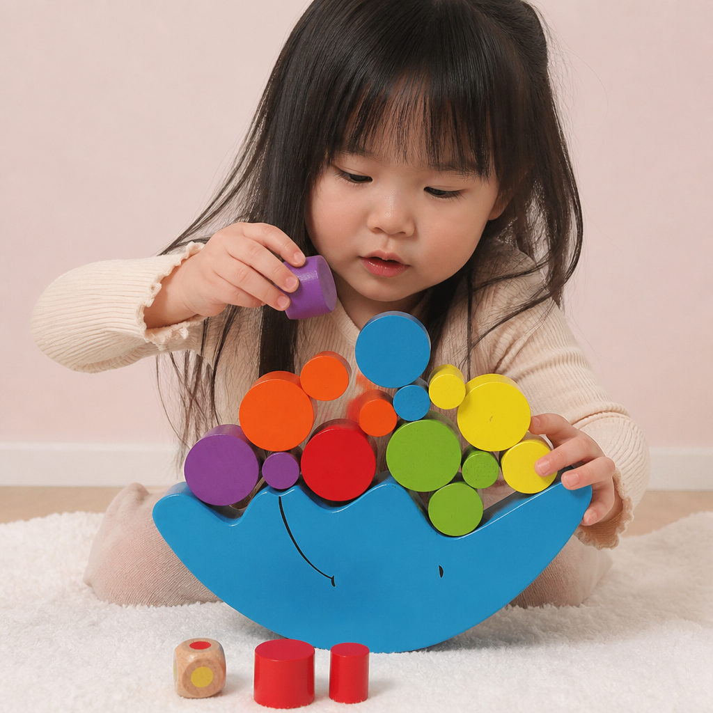 カラフルな積み重ねおもちゃ – 色と形を学べる子ども向け知育玩具