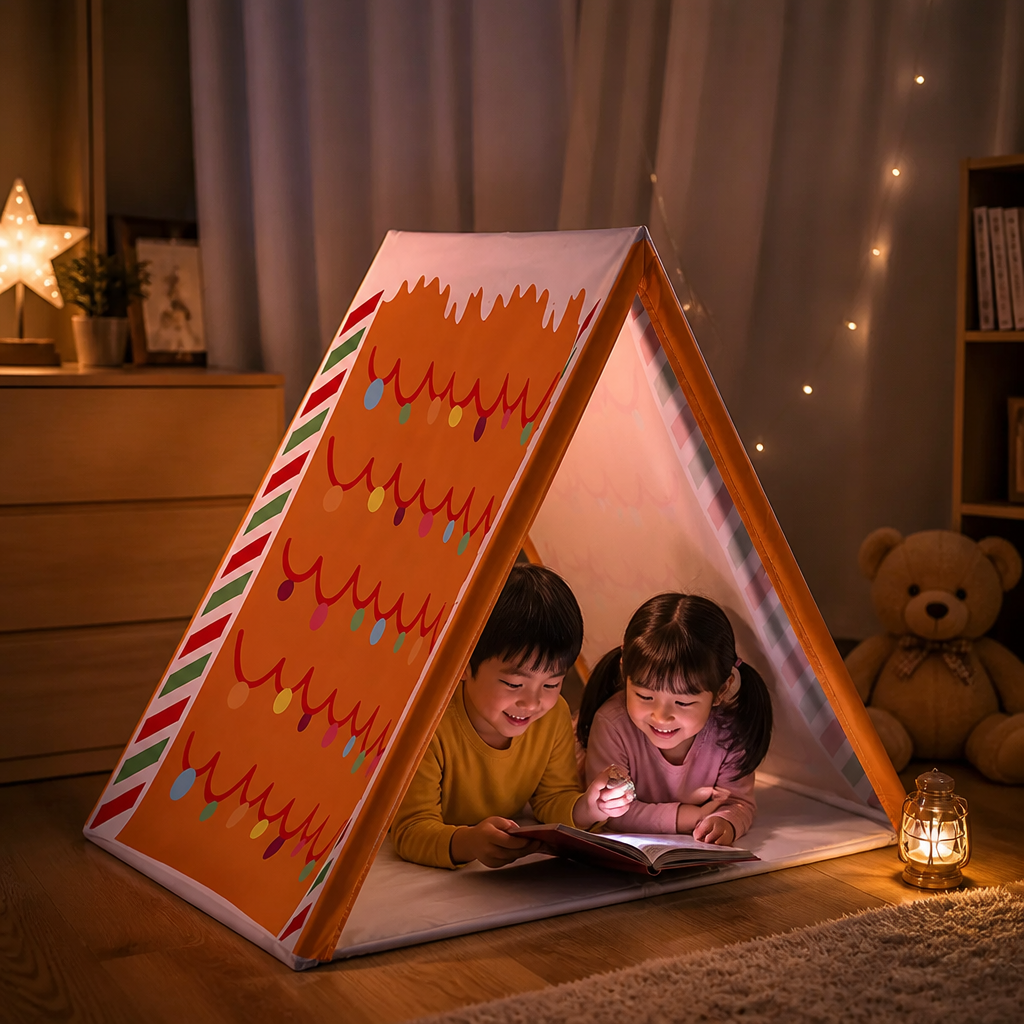 子ども用クリスマスジンジャーブレッドハウスデザインのプレイテント