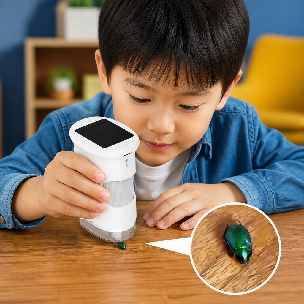 子ども向け2-in-1デジタル顕微鏡＆望遠鏡（写真・動画撮影カメラ付き）