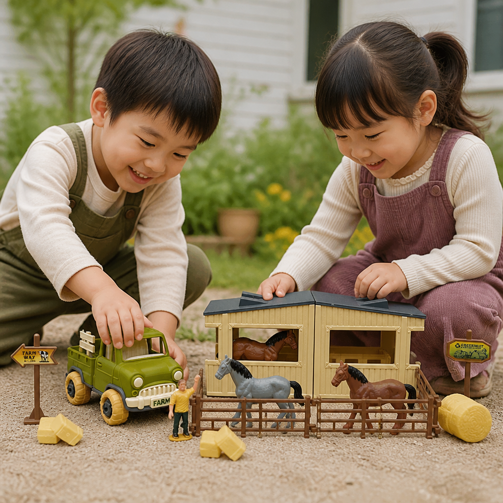 子供用DIY組み立て・分解式農場トラック＆馬小屋プレイセット