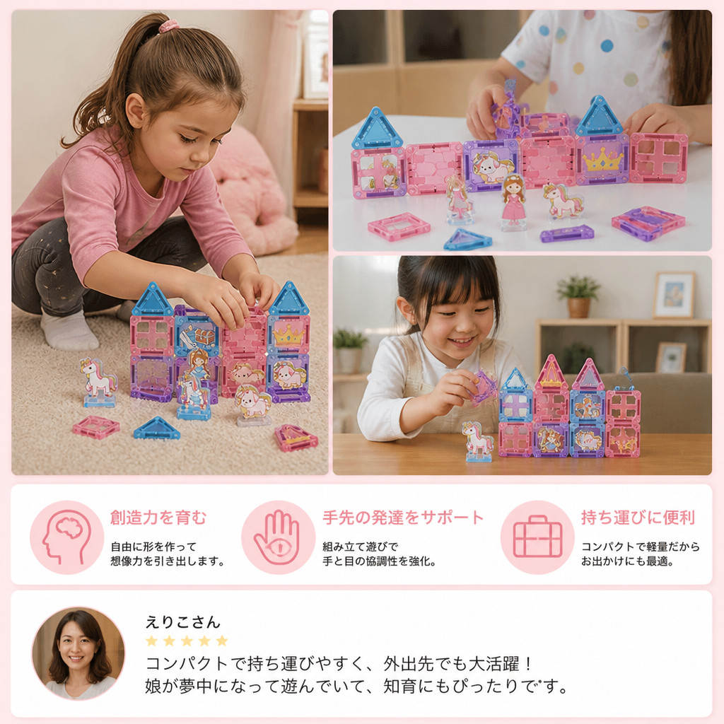 コンパクトな金属製収納ボックス付きプリンセスキャッスル・トラベルプレイセット