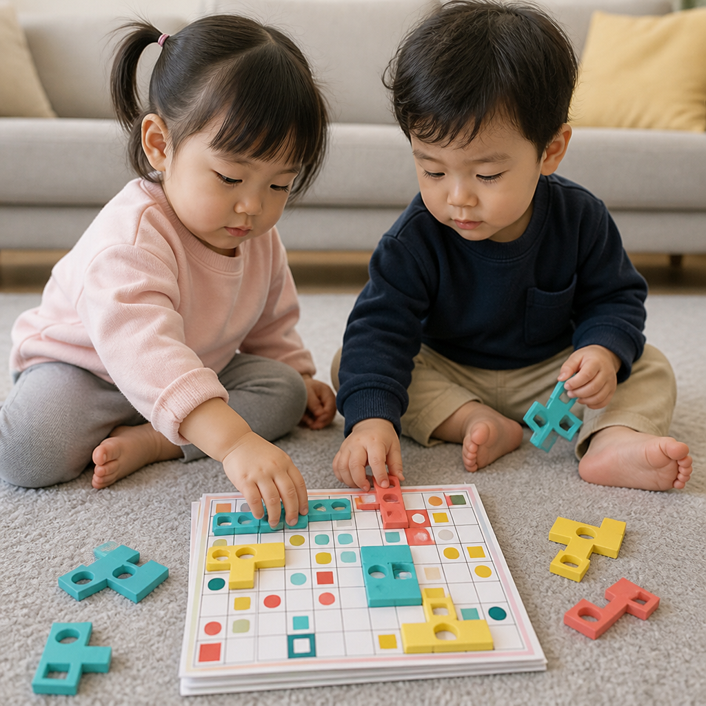 モンテッソーリ木製形合わせパズル – 色彩認識力と論理的思考力を育む知育ゲーム