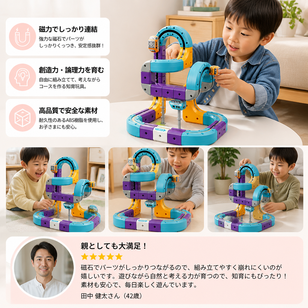 電動列車付きDIY重力キューブレール組み立てセット