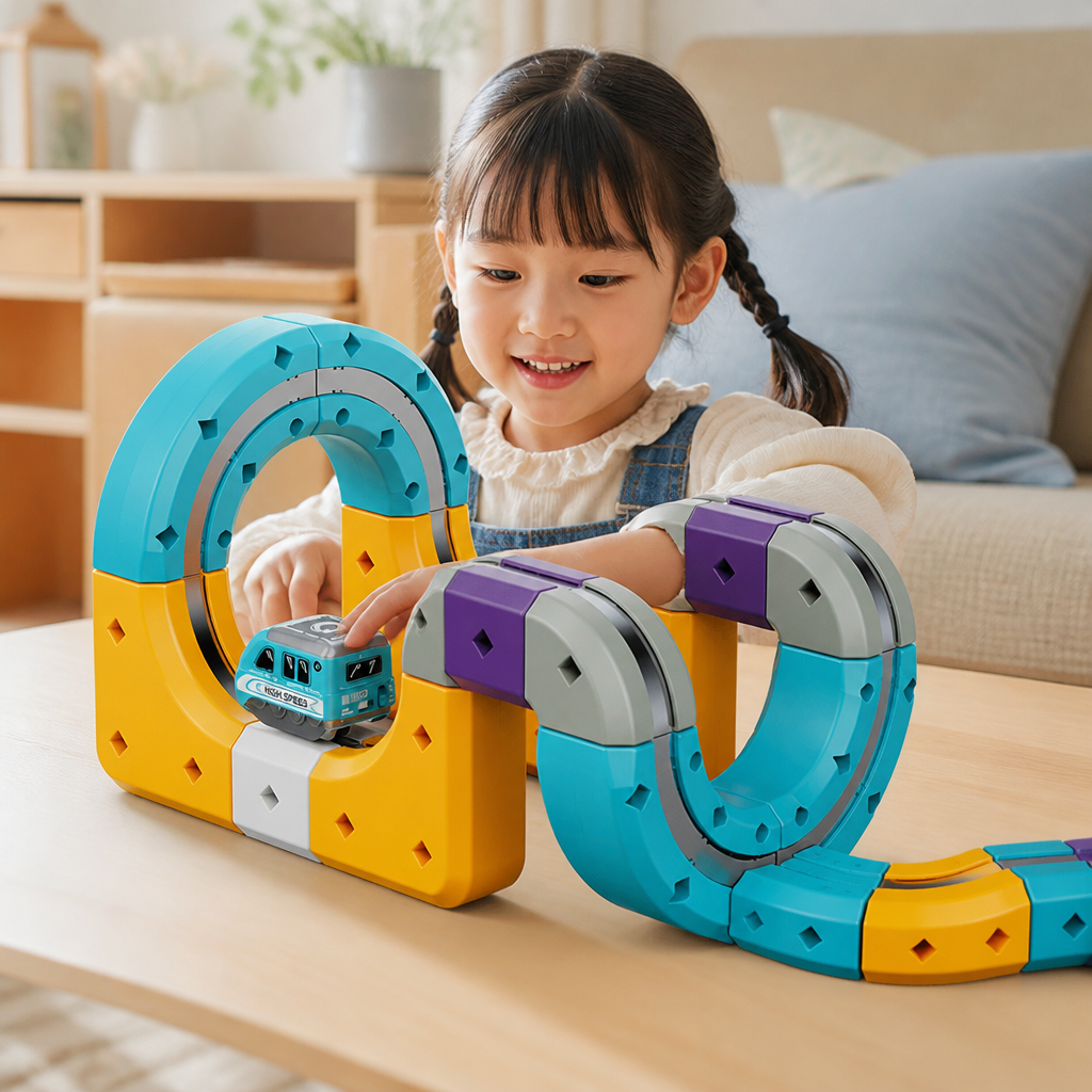 電動列車付きDIY重力キューブレール組み立てセット