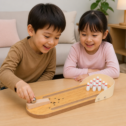 木製ミニボウリングゲーム – 子ども向けポータブル卓上ボウリングセット