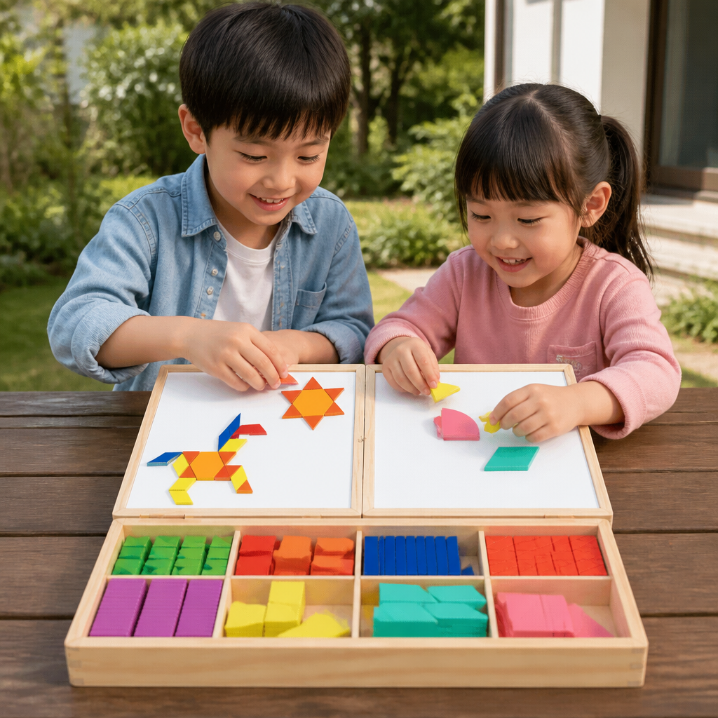 子ども向け木製マグネット式幾何学形パズル