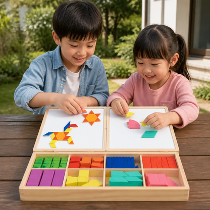 子ども向け木製マグネット式幾何学形パズル