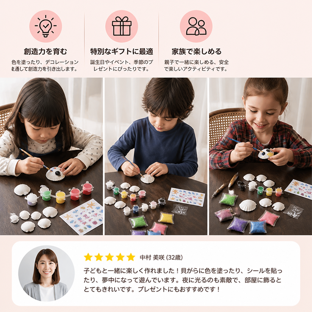 暗闇で光る貝殻ペイント＆クラフトキット
