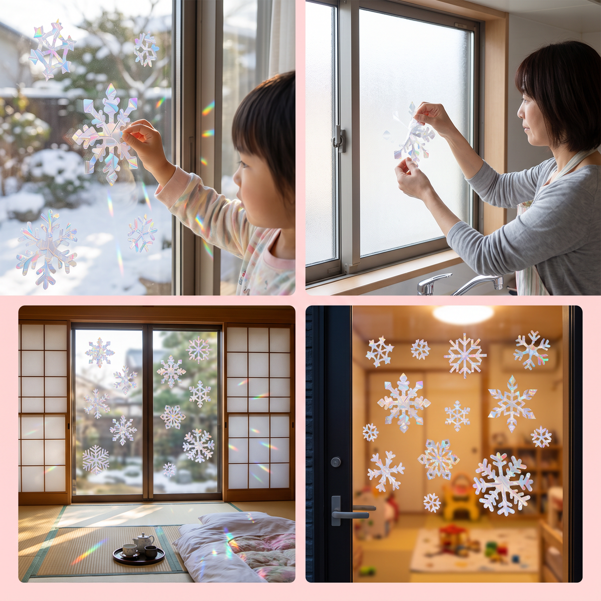 再利用可能な雪の結晶サンキャッチャー窓用ステッカー
