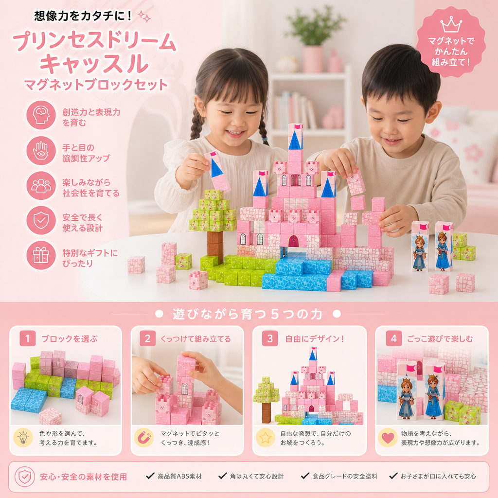 モンテッソーリ プリンセスドリームキャッスル マグネットブロックセット