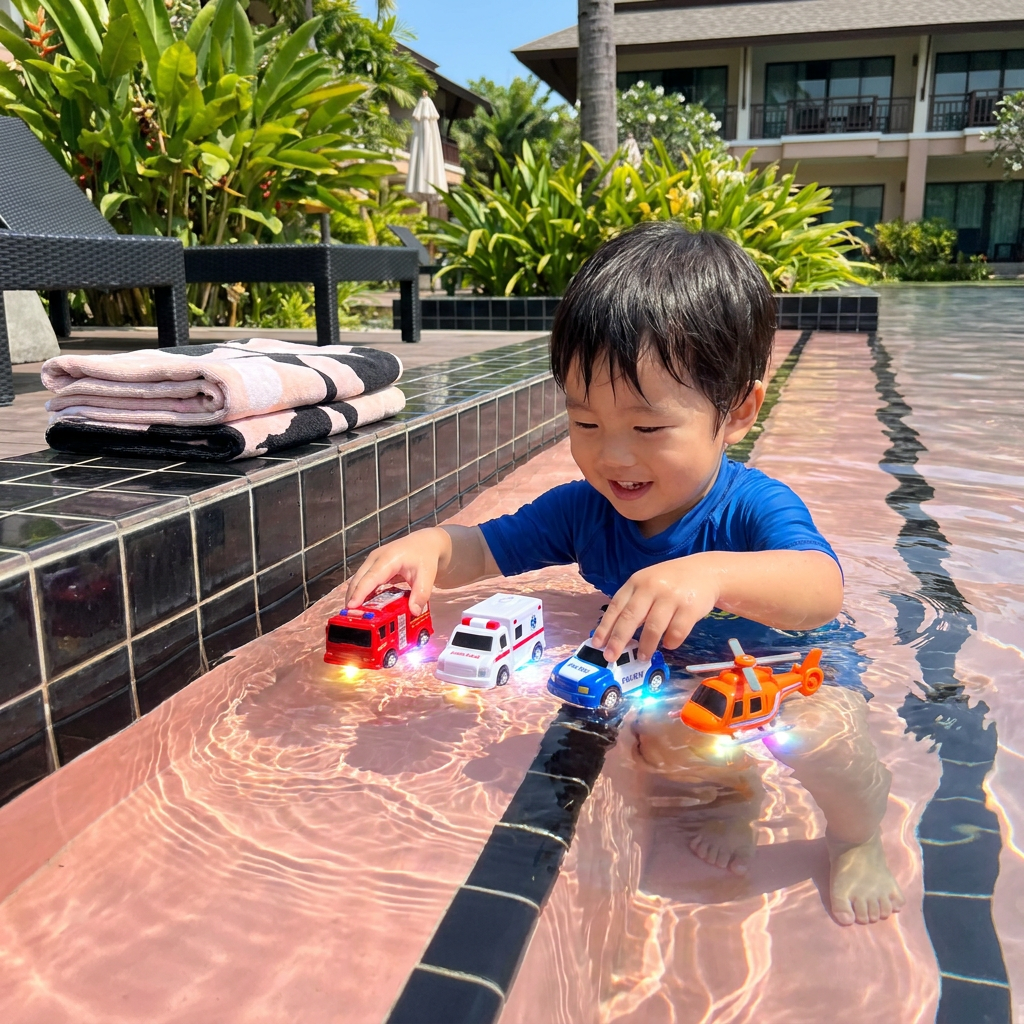 6個セット お風呂で色が変わる緊急車両バストイ｜赤ちゃん・幼児向け
