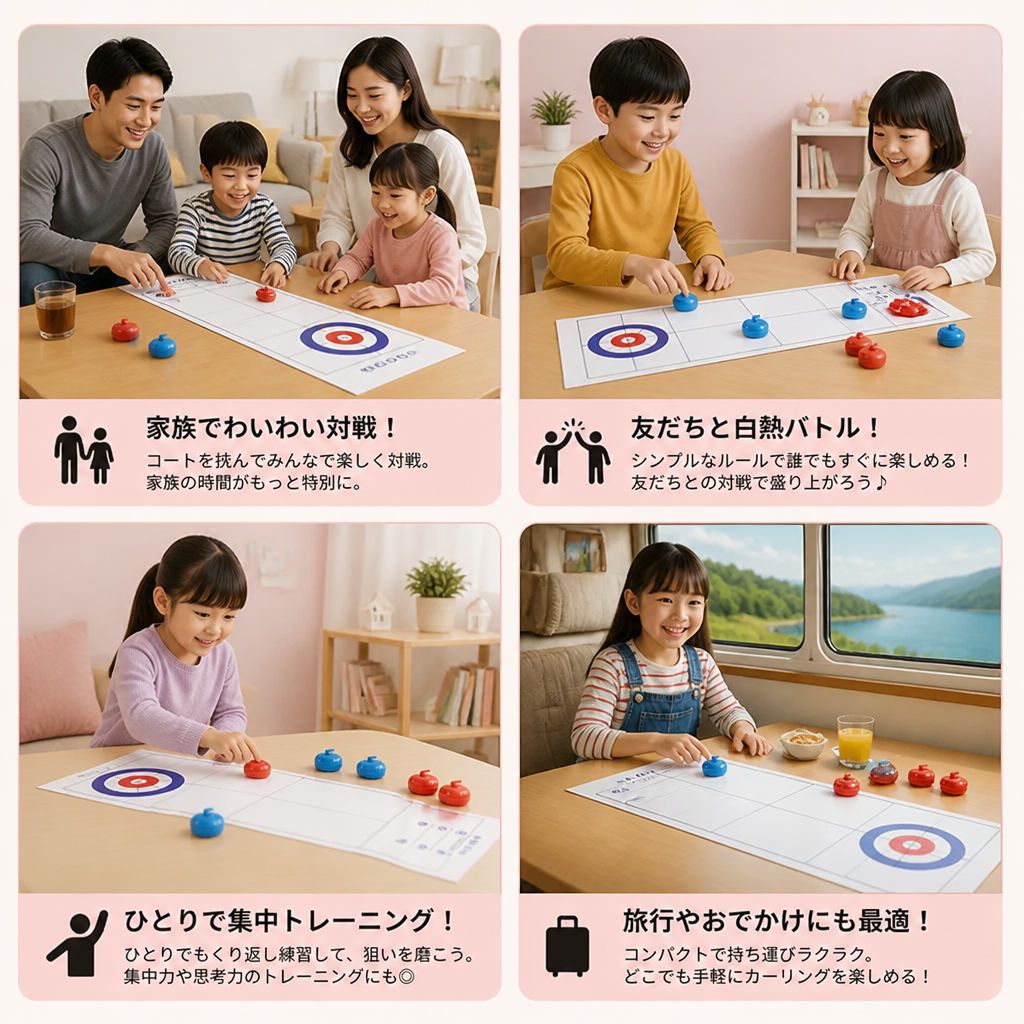 ポータブル卓上カーリングゲーム – 2人対戦セット