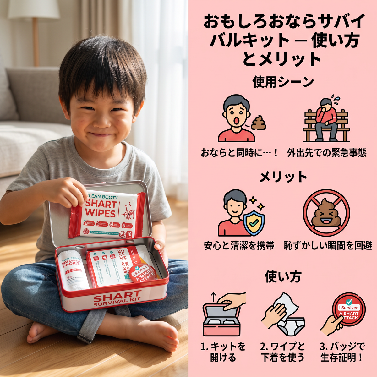 おもしろおならサバイバルキット – うんちネタのいたずらギフトセット