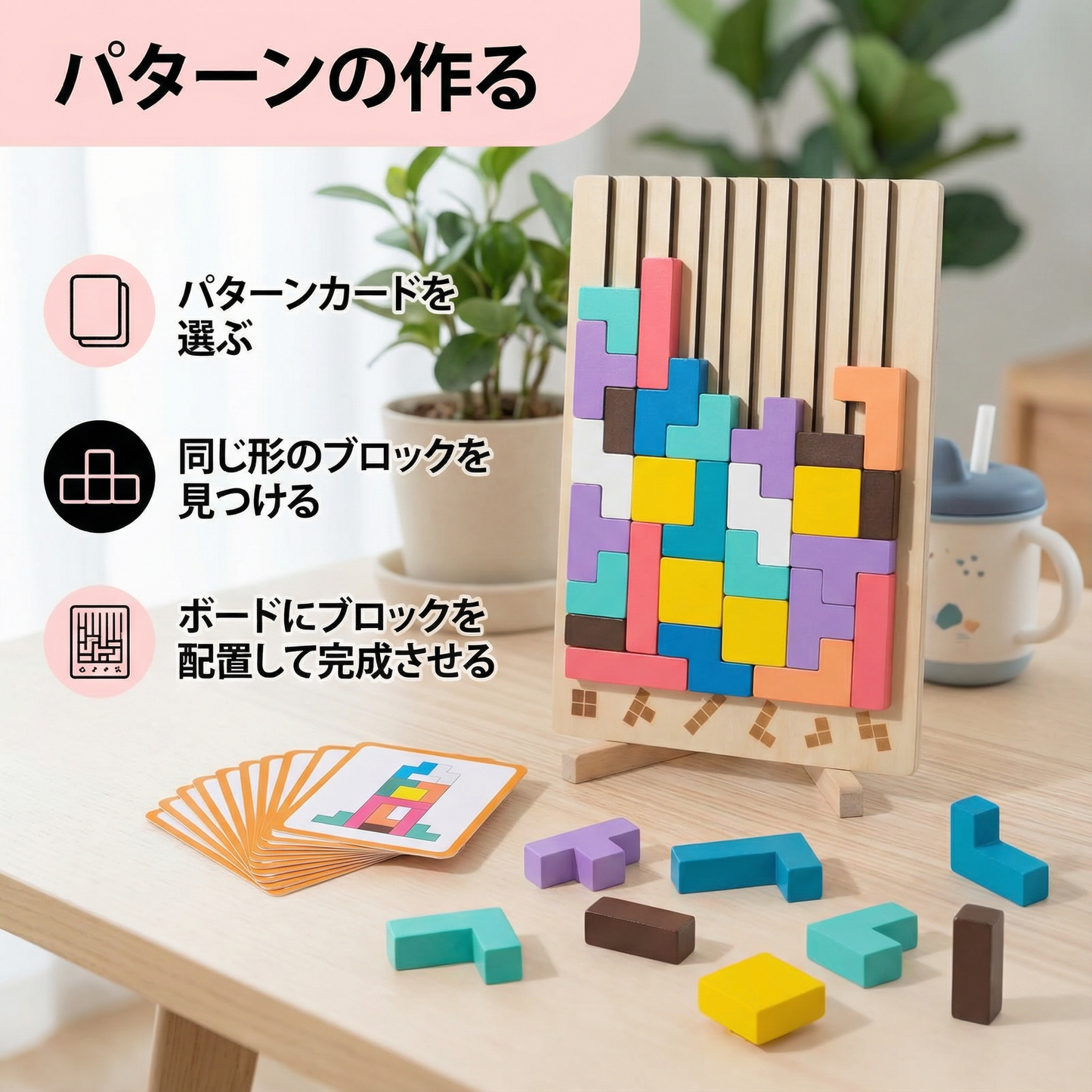 モンテッソーリ 木製ブロックと形の遊び