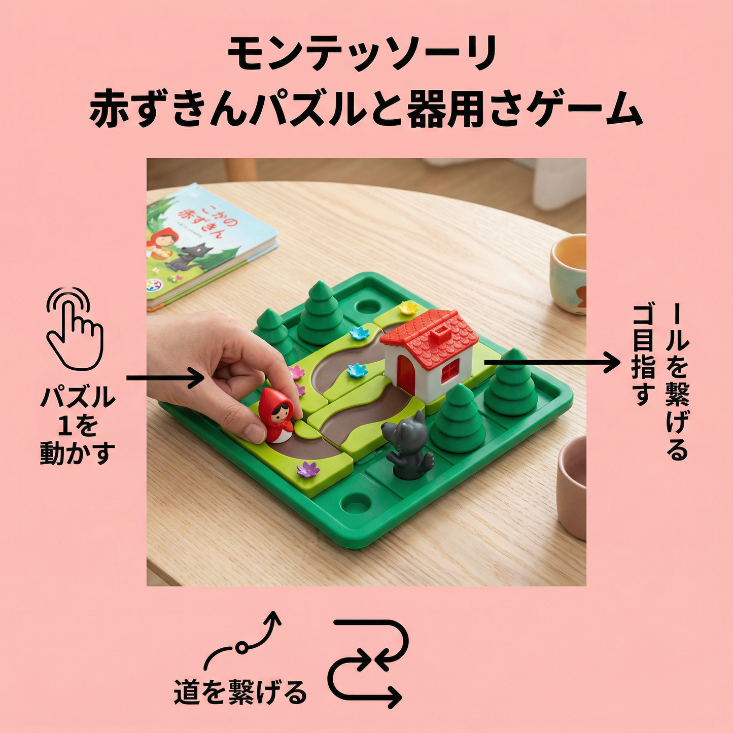 モンテッソーリ 赤ずきんパズルと器用さゲーム