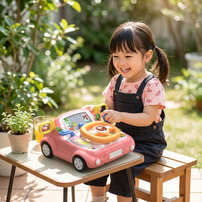 子供用ハンドルとスクリーン付きドライビングシミュレーターおもちゃ