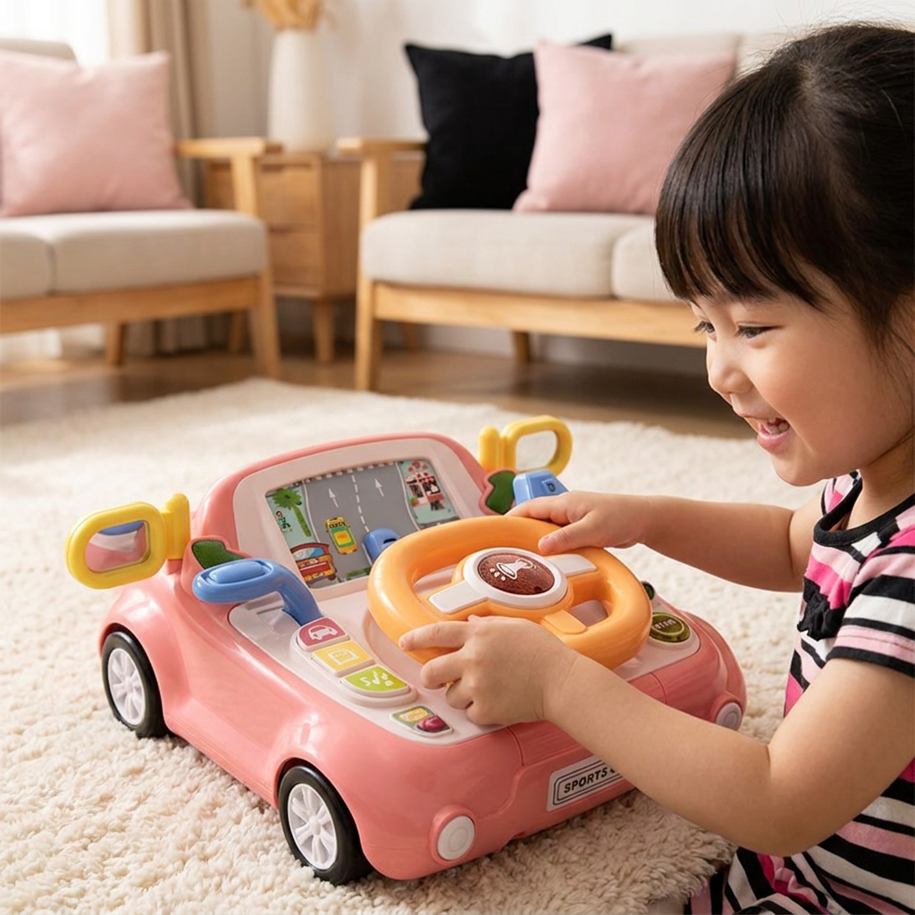 子供用ハンドルとスクリーン付きドライビングシミュレーターおもちゃ