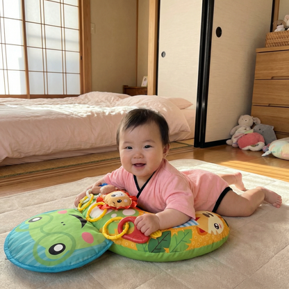 赤ちゃん用トレーニング枕（うつ伏せ練習用）とプレイアーチ – 感覚発達と早期成長をサポート