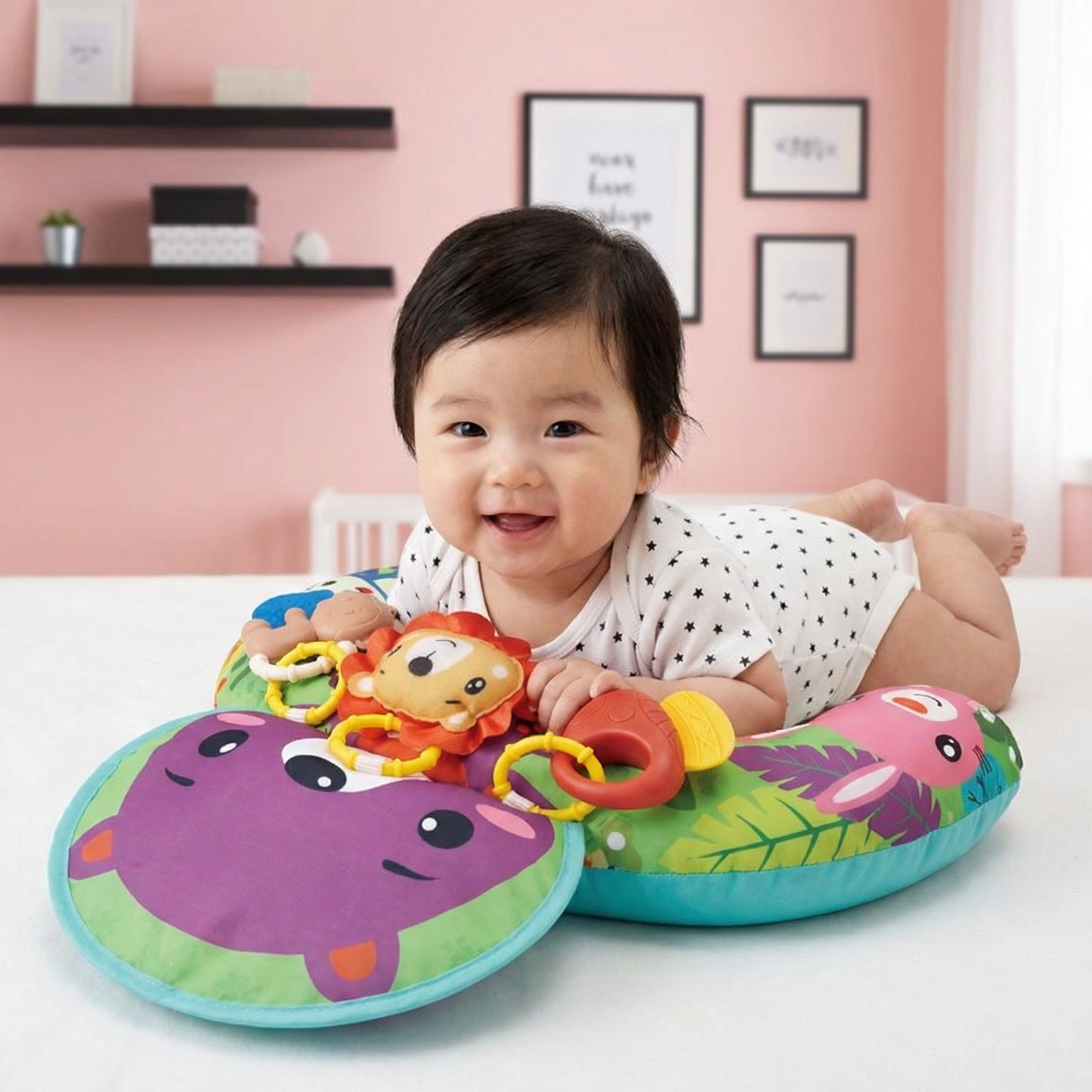 赤ちゃん用トレーニング枕（うつ伏せ練習用）とプレイアーチ – 感覚発達と早期成長をサポート